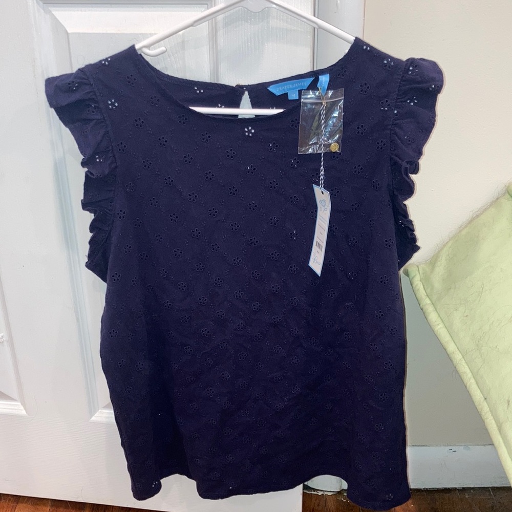 NWT Navy Draper James flutter sleeve tank